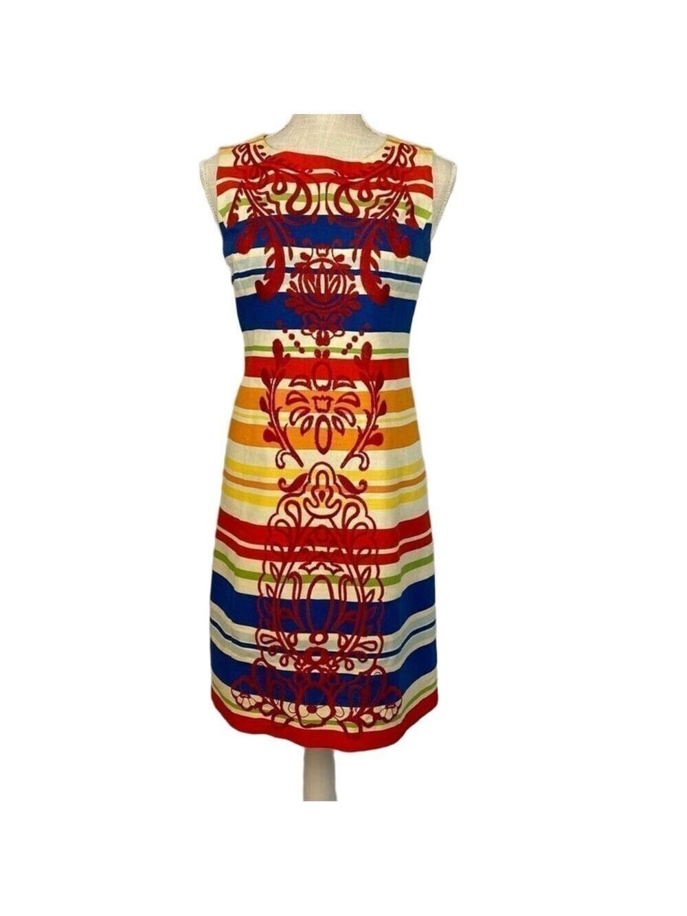 Anthropologie Tabitha Rainbow Mini Dress 
Embroidered Striped Shift Women’s 2